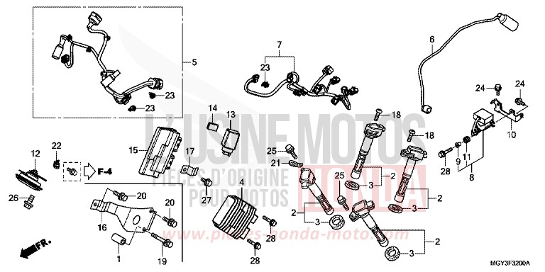 FAISCEAU SECONDAIRE de VFR800X "Crossrunner" MAT BULLET SILVER (NH389) 2013